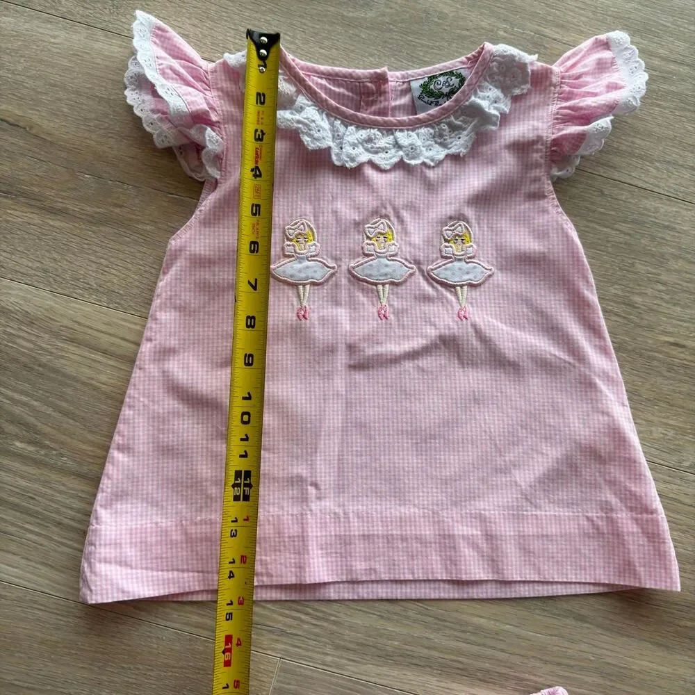 Smocked Threads Cecil & Lou Pink White Gingham Dress Girls 3T Ballerinas Preppy